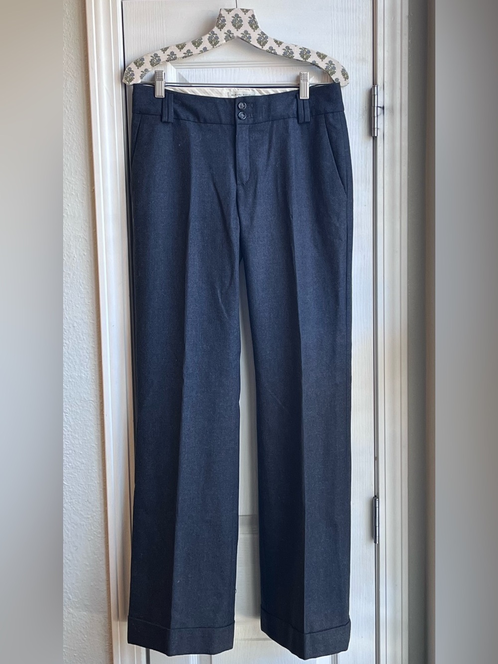 Banana Republic Martin Fit Pants Wide Leg Wool Stretch Trousers Black Size 4